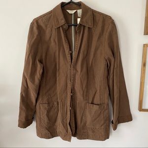 J Jill Medium brown linen button front jacket